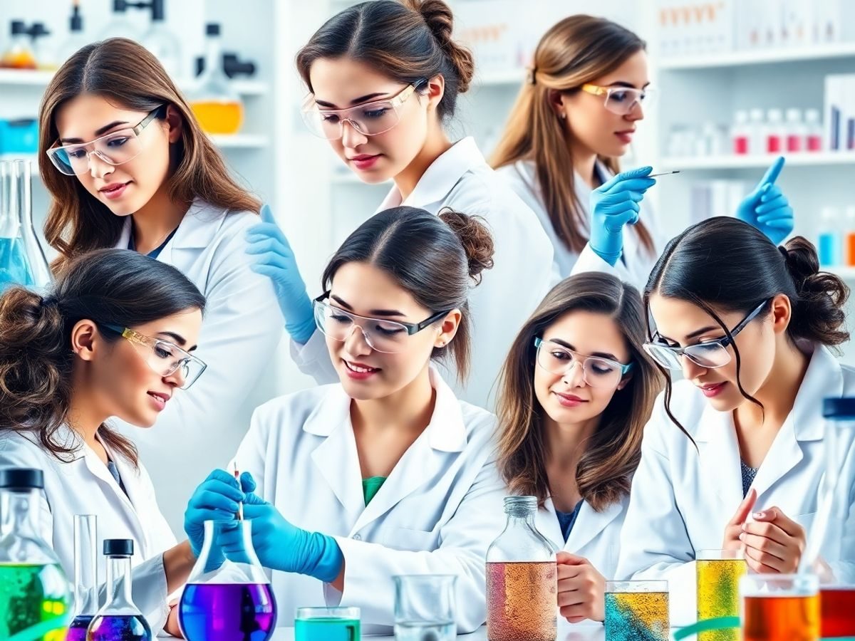 Femei de știință în laborator, experimente și determinare.